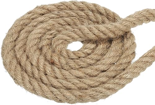 PATIKIL Cuerda de yute de 12 pulgada y 29.5 pies, cuerda de manila natural de 4 hebras trenzada, cuerda gruesa y pesada para decoración del hogar y
