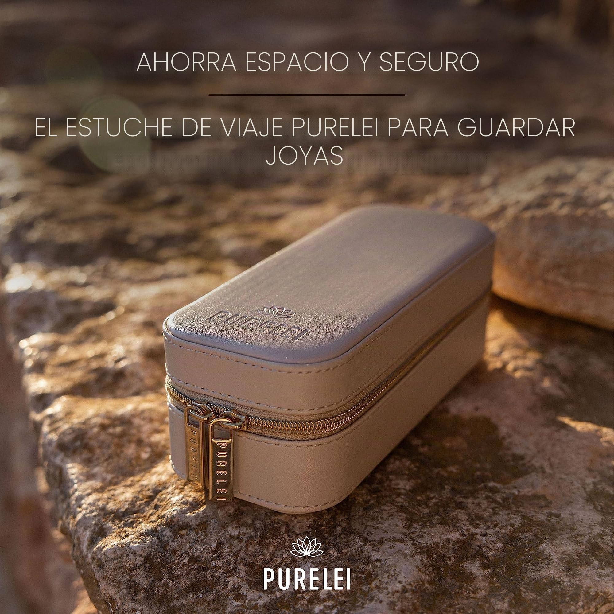 Purelei® Estuche de Joyas de Viaje – Joyero con Elegante Cuero Sintético – Organizador de Joyas Compacto para Mujeres – Joyero de Viaje Portátil – 16.5 x 6.6 x 5.1 cm