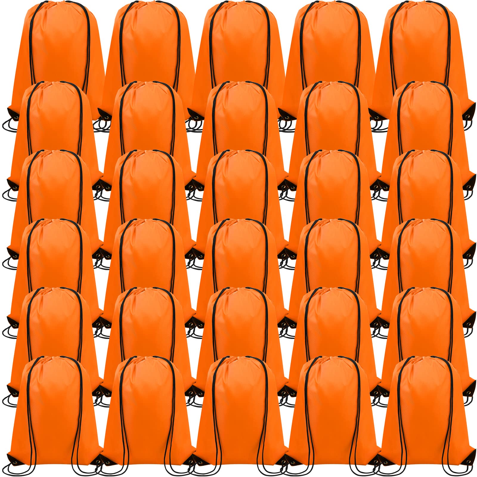 Canlierr 100 Pieces Drawstring Backpack Bags Bulk Back Sack String Bags Cinch Storage Bags for Gym School Travel DIY Gifts (Orange)