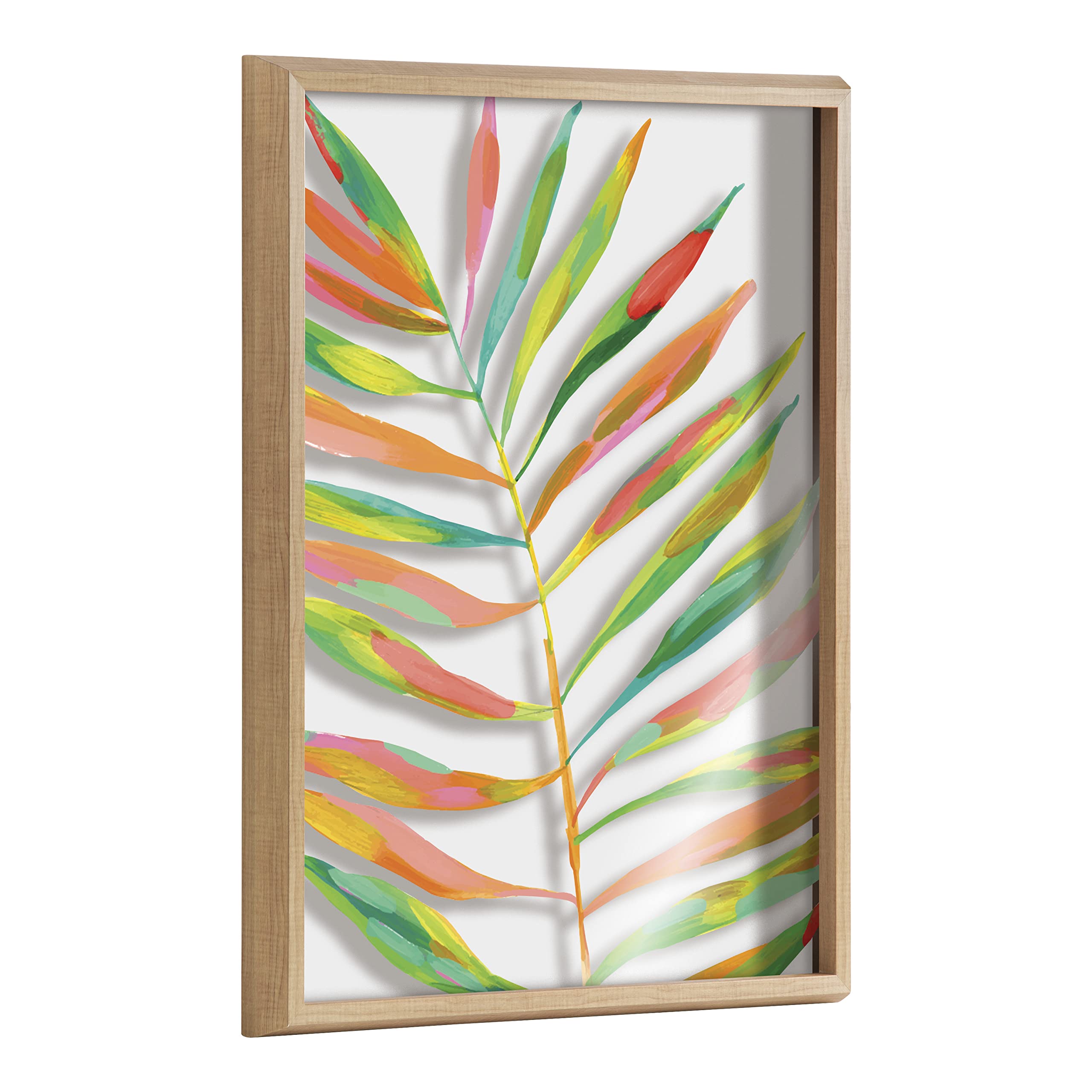 Kate and Laurel Blake Palma Framed Printed Glass Wall Art by Jessi Raulet of Ettavee; 18x24 Natural; Decorative Vibrant Glass Nature Art for Wall