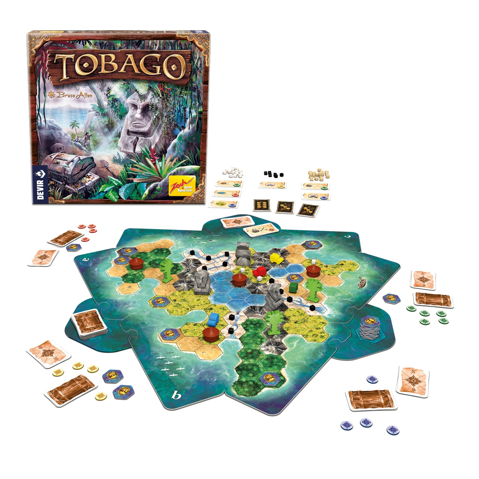 Devir - Tobago, Juego de Mesa Familiar de Aventuras y Tesoros, para 2 a 4 Jugadores, a Partir de 10 Años