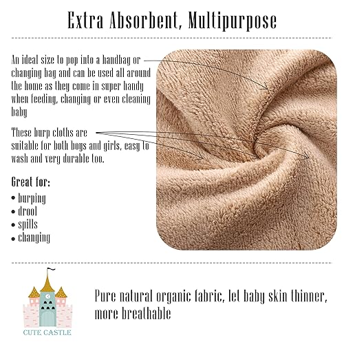 Vista 33 de Cute Castle Toallas ultrasuaves para bebé, paquete de 16 unidades, 9 x 9 pulgadas, suaves con la piel sensible para cara y cuerpo, felpa, ropa
