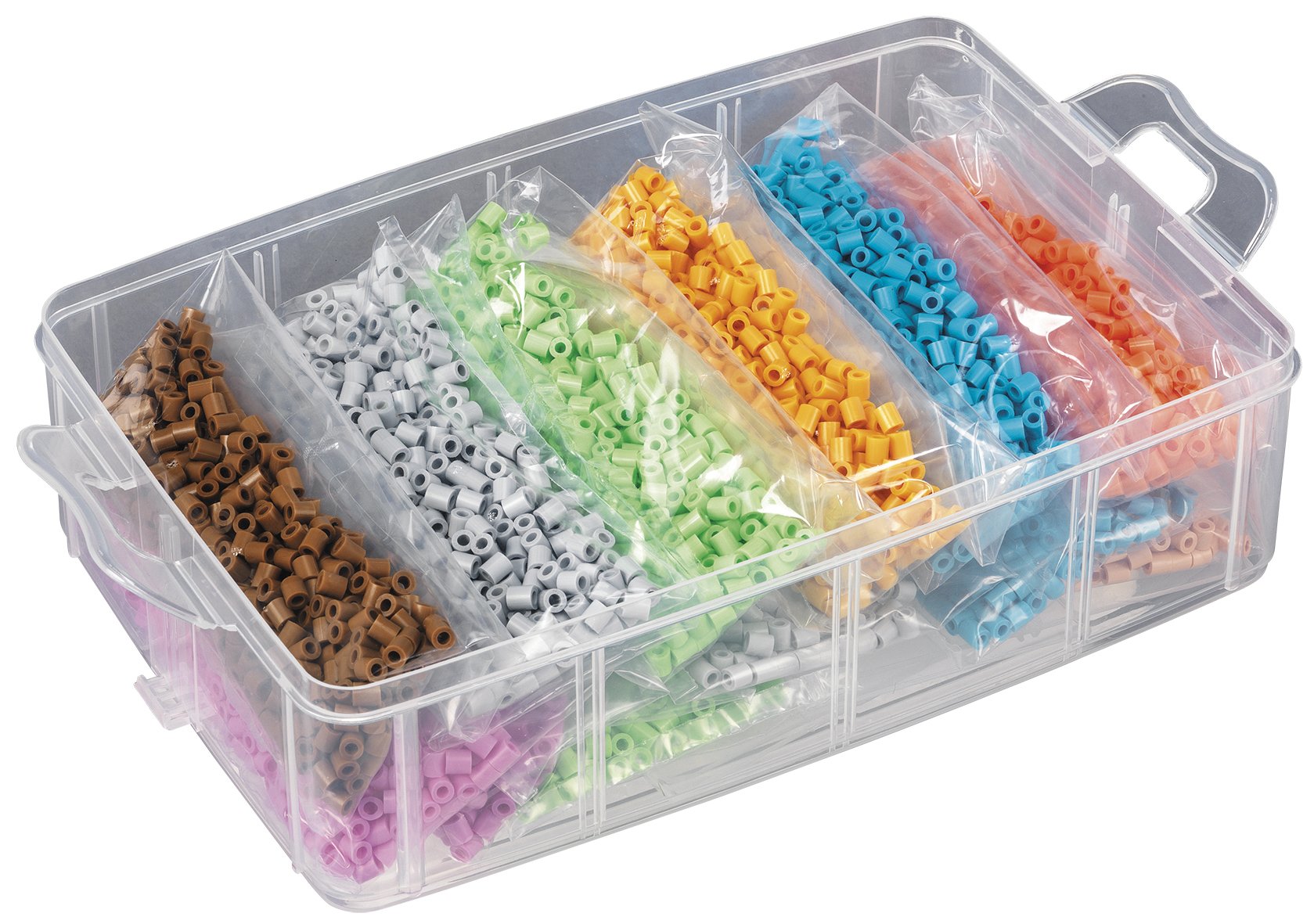 Hama Perlen 6751 Set große Box mit ca. 12.000 bunten Midi Bügelperlen mit Durchmesser 5 mm, ca. 24 x 18 x 15 cm, 3 Stiftplatten, inkl. Bügelpapier, kreativer Bastelspaß für Groß und Klein