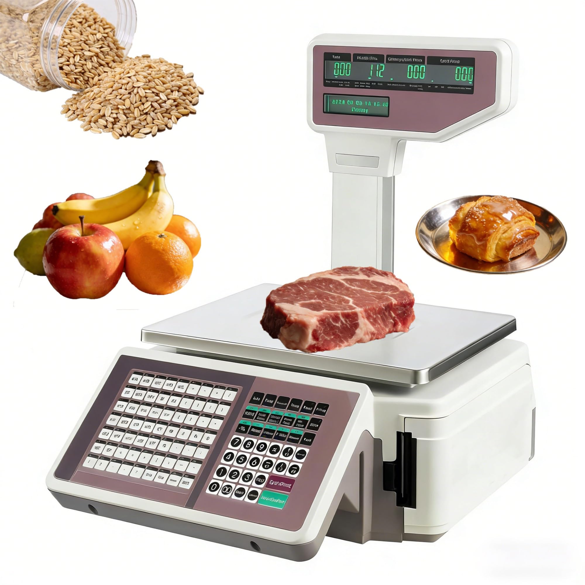 Bilancia Peso-Prezzo Professionale 30kg, Stampa Rapida per Ridurre le Code, Bilancia da Banco con Doppio LCD per Fiducia del Cliente al Banco, Sistema Italiano
