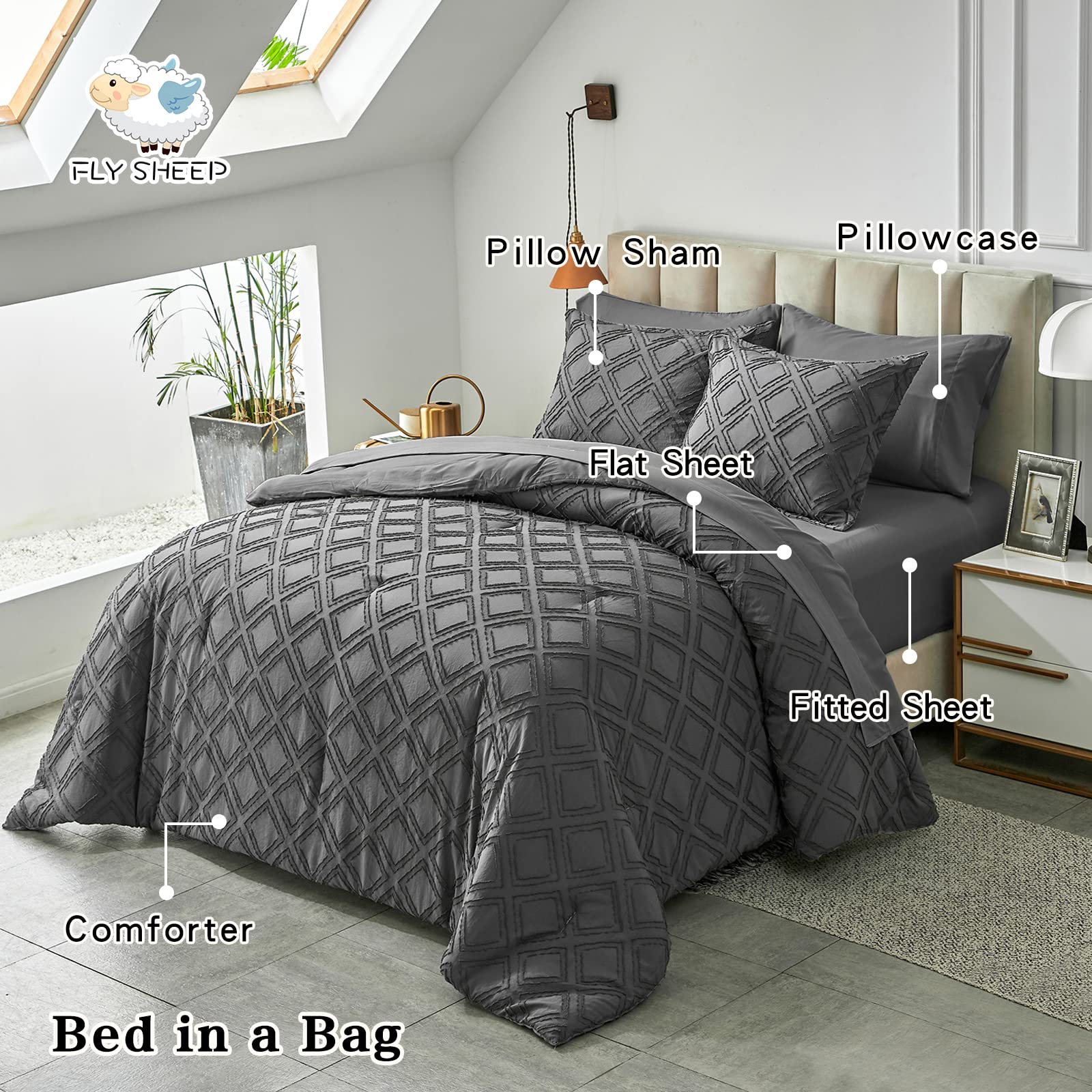 Set di biancheria da letto in stile bohémien, 7 pezzi, colore