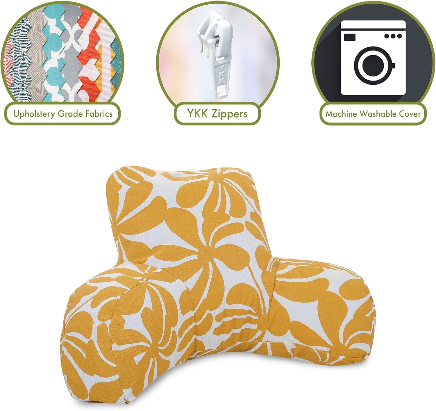 Majestic Home Goods Plantation Reading Pillow, Yellow