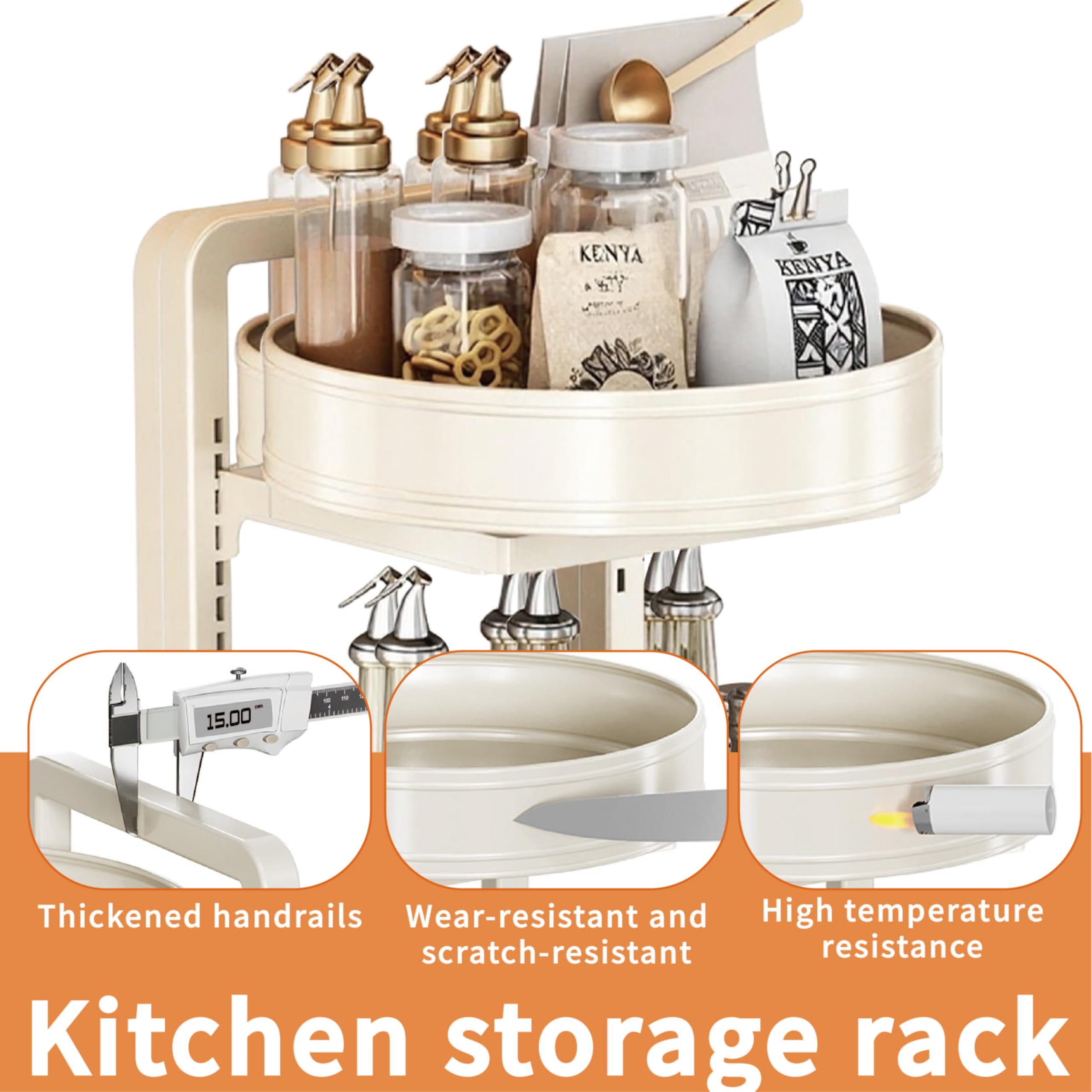 Estante giratorio de 360°, organizador de cocina Lazy Susan de 2 niveles, 28 cm, almacenamiento esencial de despensa, soporte de condimentos de fácil acceso, organizador de especias para armarios