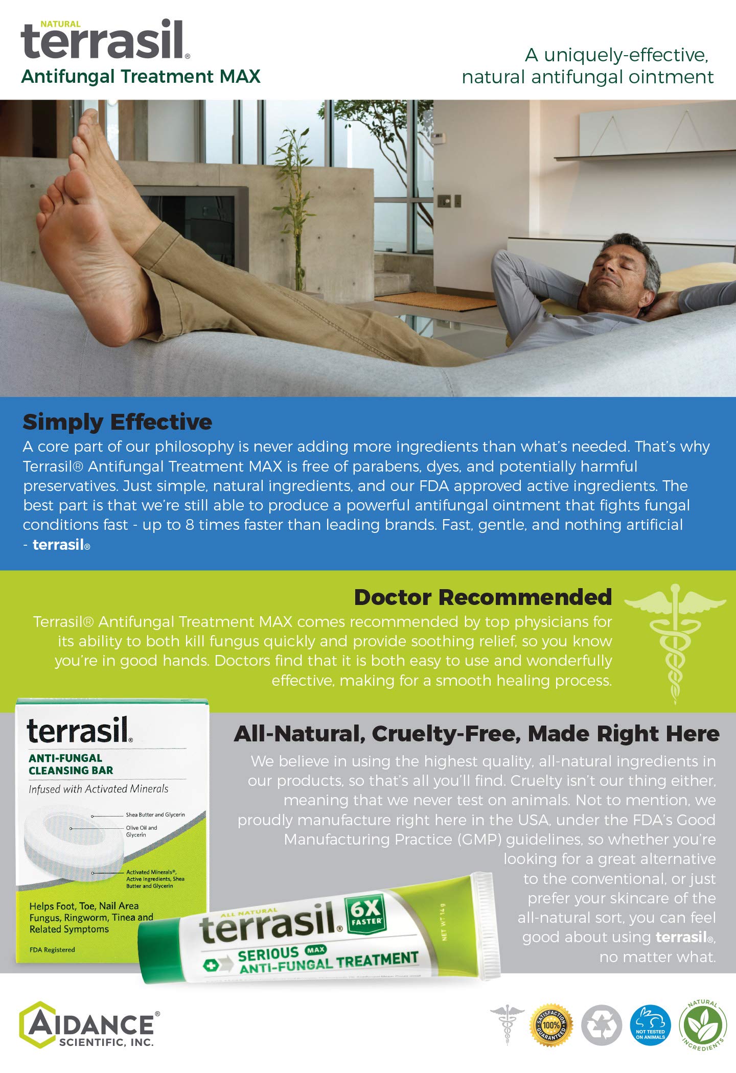 Terrasil Antifungal Treatment Max 14gm 6X Faster Healing, Natural Soothing Clotrimazole OTC