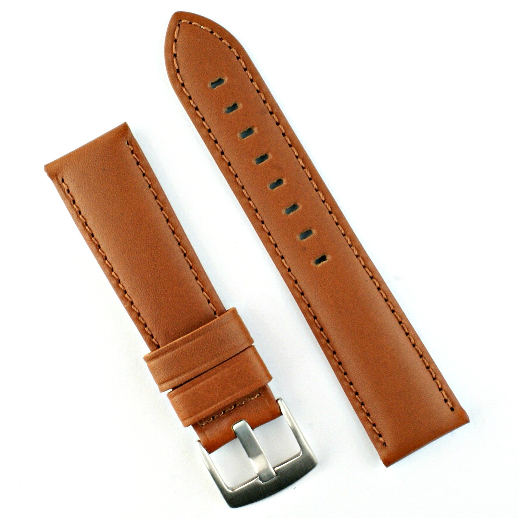 B & R Bands 20mm Tan Calf Leather Watch Band Strap - Medium Length
