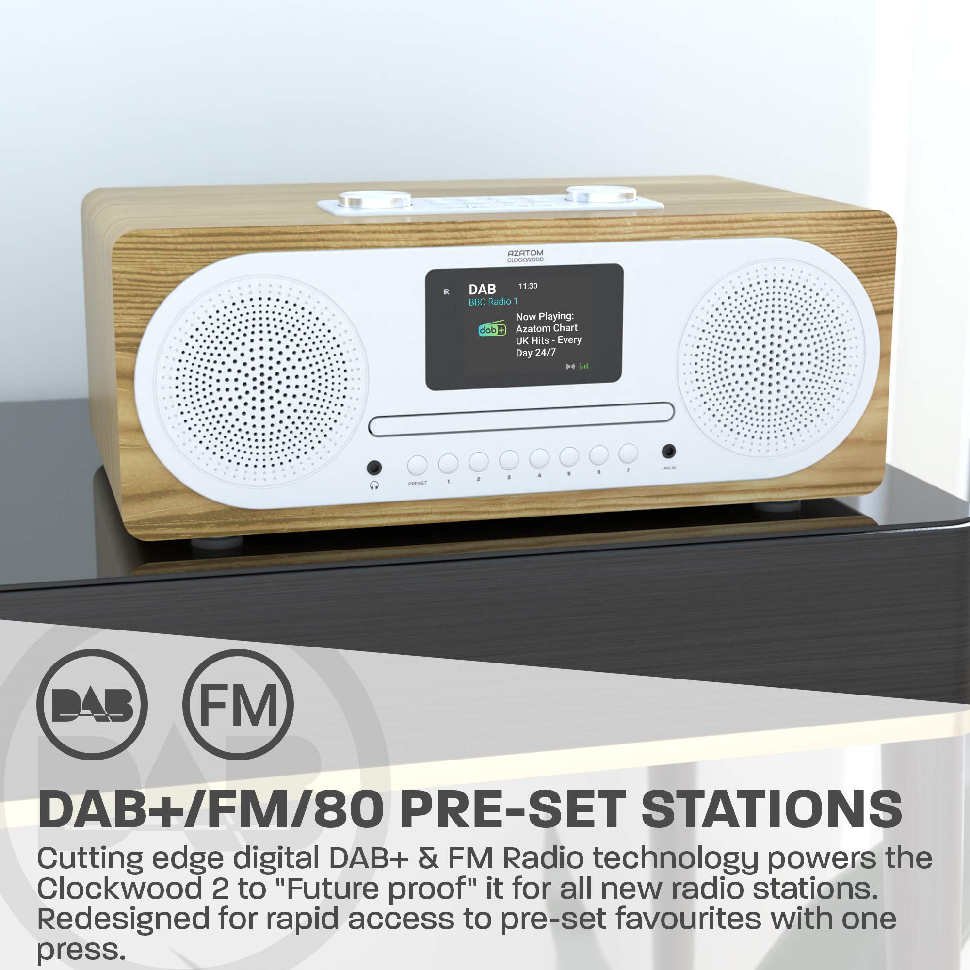 AZATOM CL100X DAB/DAB+ FM Radio Stereo HiFi Speaker System & CD Player