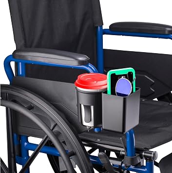 Universal Wheelchair Cup & Storage Box Holder Versatile, Sturdy, and Easy to Install for On-The-Go Convenience
