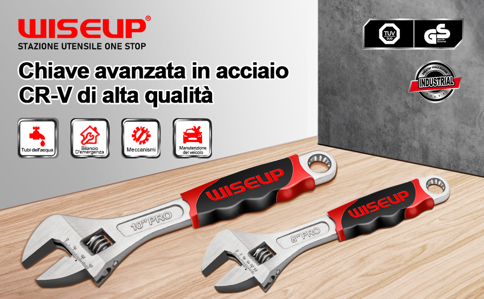 Chiave Inglese 2-in-1 Regolabile 12 Pollici - Testa Rotante E Foro Scatola CR-V Antiscivolo - Foto 14