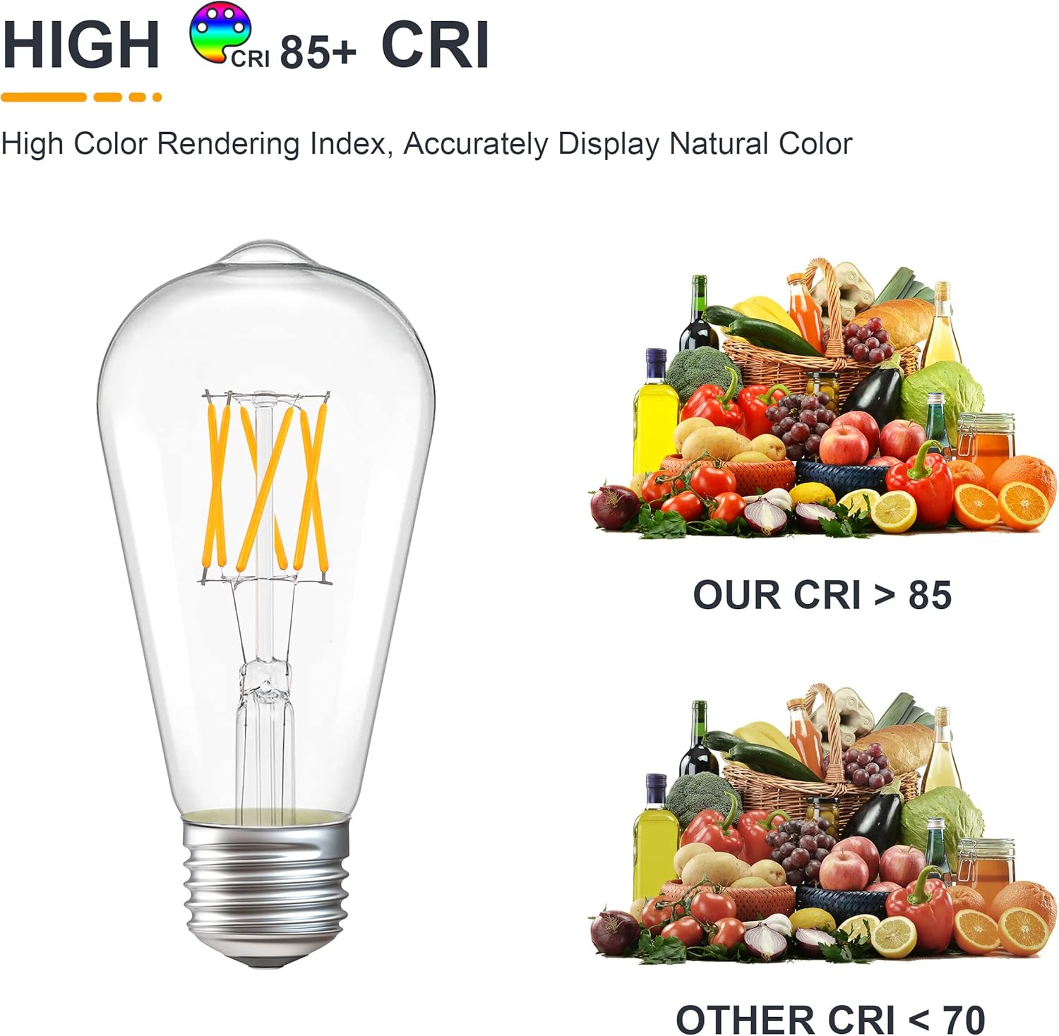 12V Low Voltage LED Edison Bulbs - Soft Warm 2700K 6W (Only for 12 Volt DC/AC)- 60W Equivalent E26 Standard Base Light Bulb for RV, Off-Grid - 4 Pack