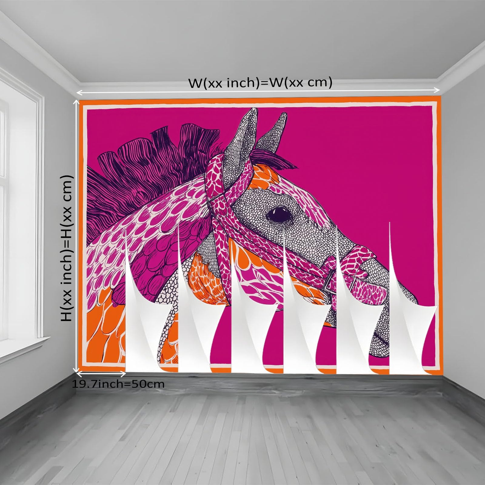 Tapeta 300 x 210 cm, abstrakcyjny wzór konia pop art, dekoracja z włókniny do pokoju dziecięcego i ściany TV, różowa