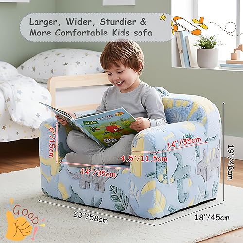 Miniatura 59 de Tiita Silla para niños, cómodo sofá plegable para niños, sofá ligero para niños con asa de transporte y bolsillos laterales, reposabrazos de espuma
