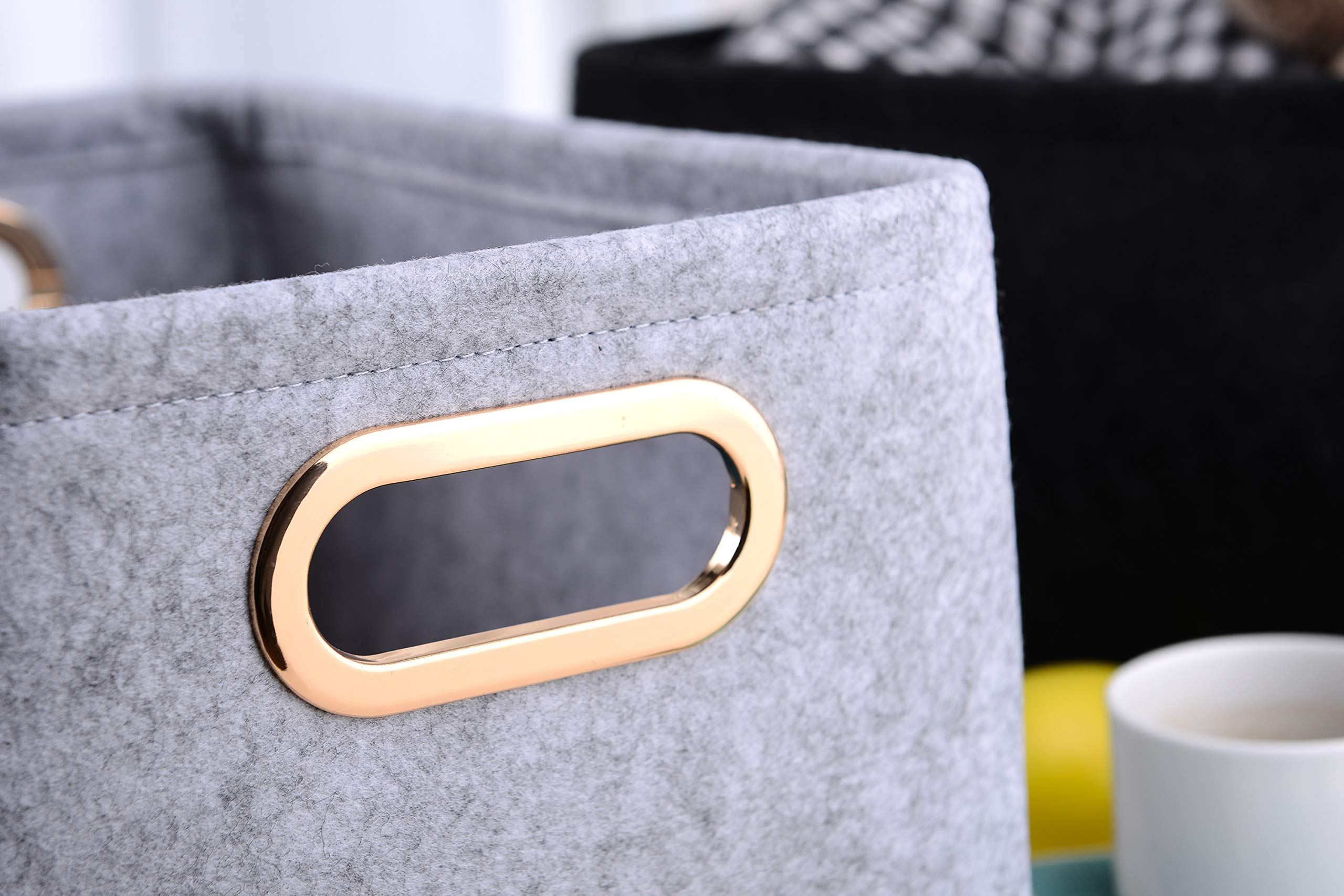 Cestas de almacenamiento plegables de fieltro con asas de metal para juguetes, habitación de niños, ropa, toallas y revistas, cajas organizadoras, contenedor 6