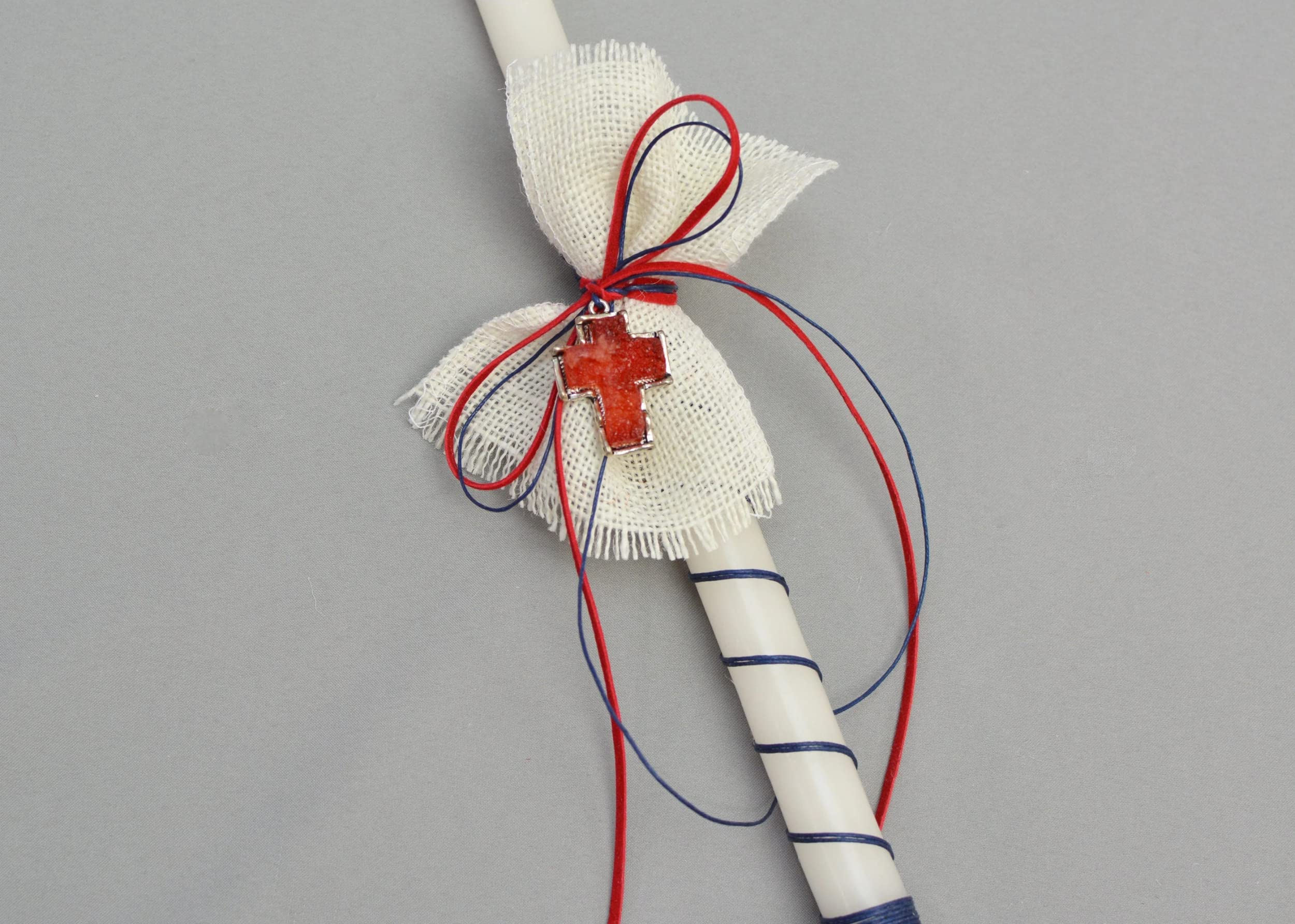 Red White & Blue Easter Candles - Red Cross | Red Orthodox Holy Light Easter Candles | Red Cross Pascha Lambathes