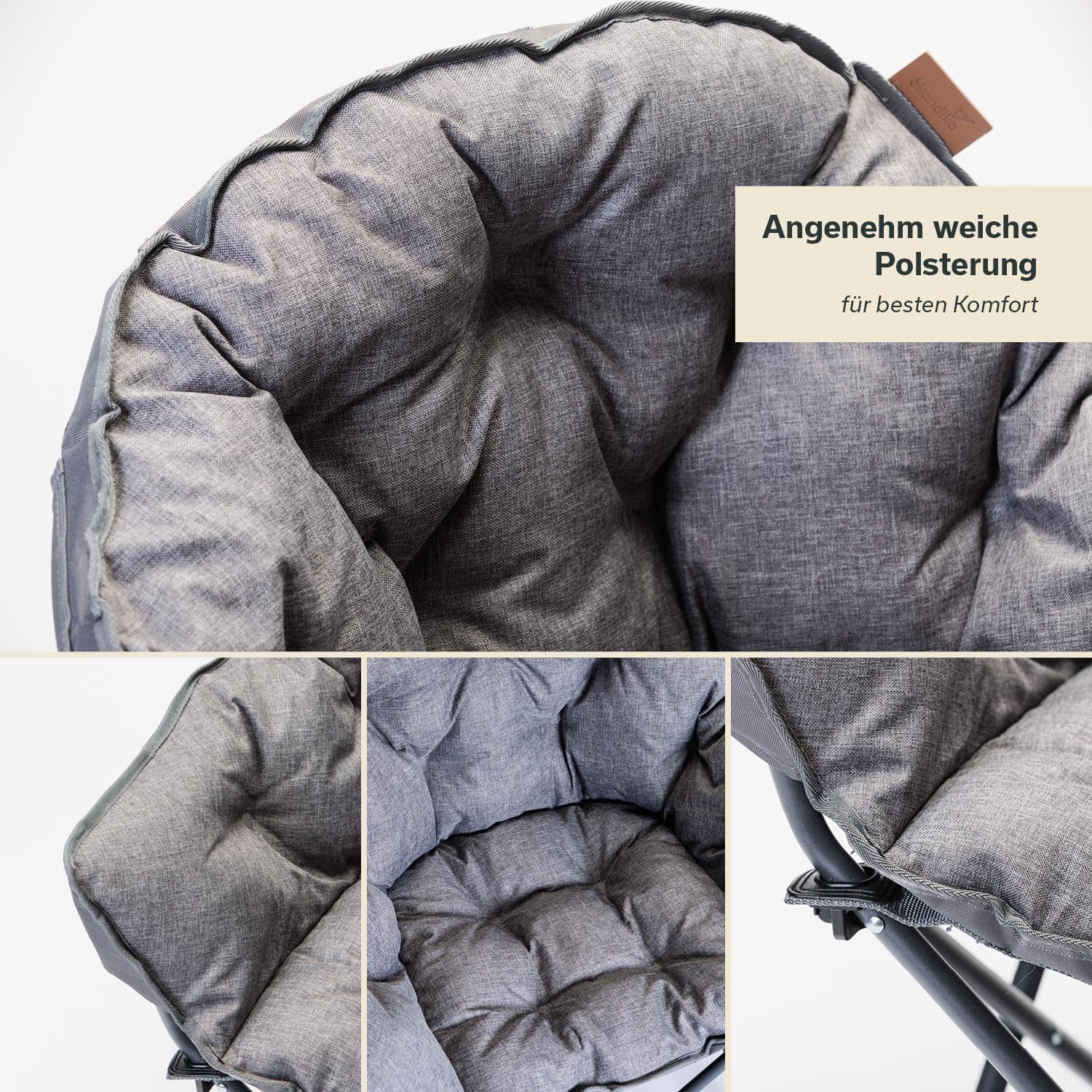 Skandika Moonchair XL/Mala Campingstuhl, bequemer Klappsessel inkl. Tragetasche | Klappbarer Stuhl mit Robustes Stahlgestell | Indoor und Outdoor Stuhl für Garten, Balkon, Reisen