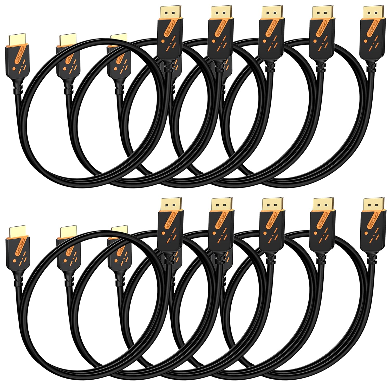 4K DisplayPort to HDMI Cable 3FT, 10-Pack, DP (Display Port) to HDMI Cable Adapter Gold-Plated 4K@30Hz High Definition, Supports Video and Audio for Computer, Monitor, HDTV, Projector