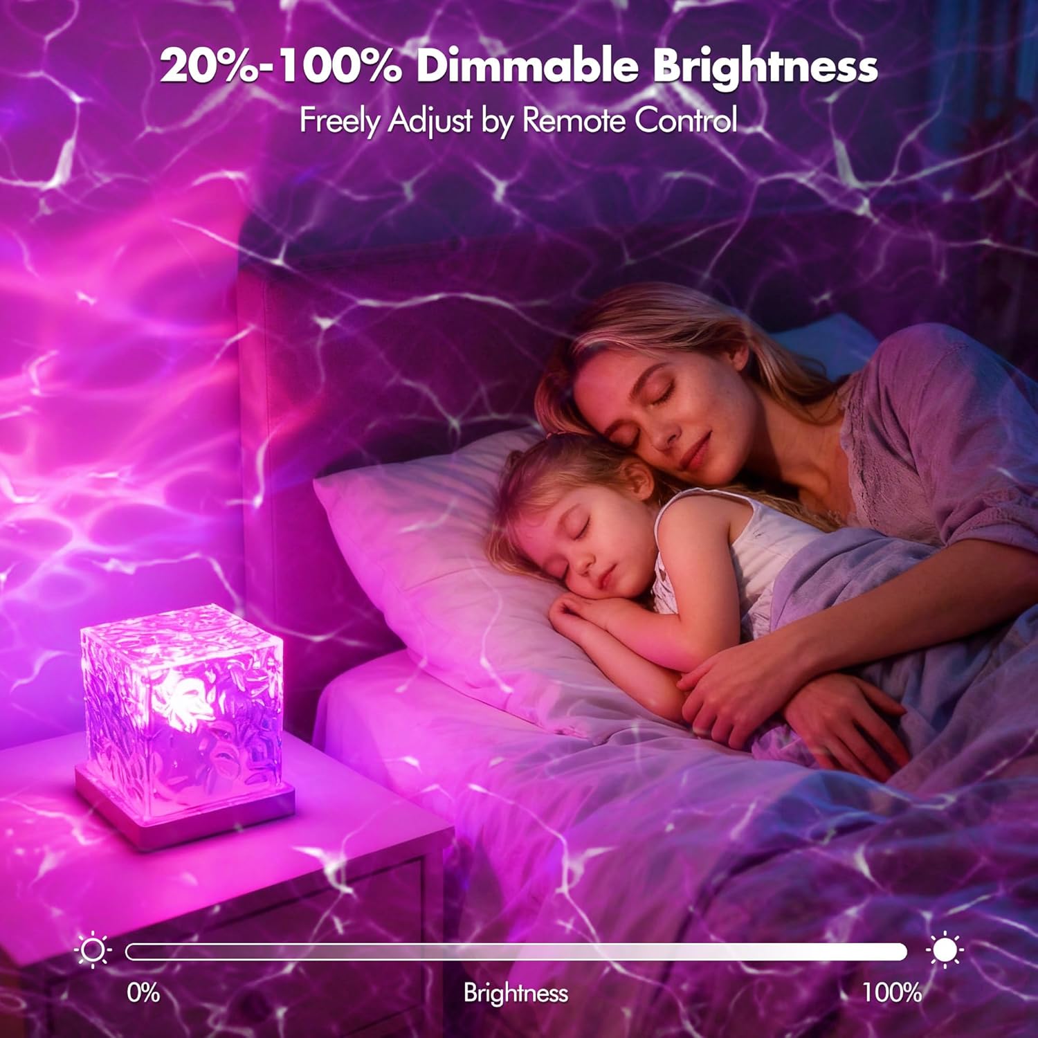 Loscarol Shower Light No Wiring, Rechargeable 16 Color Ocean Wave Projector Light, Dimmable Waterproof Shower Lamp with Remote, Ocean Lamp for Shower, Bathroom Night Light, Birthday Gifts for Girl