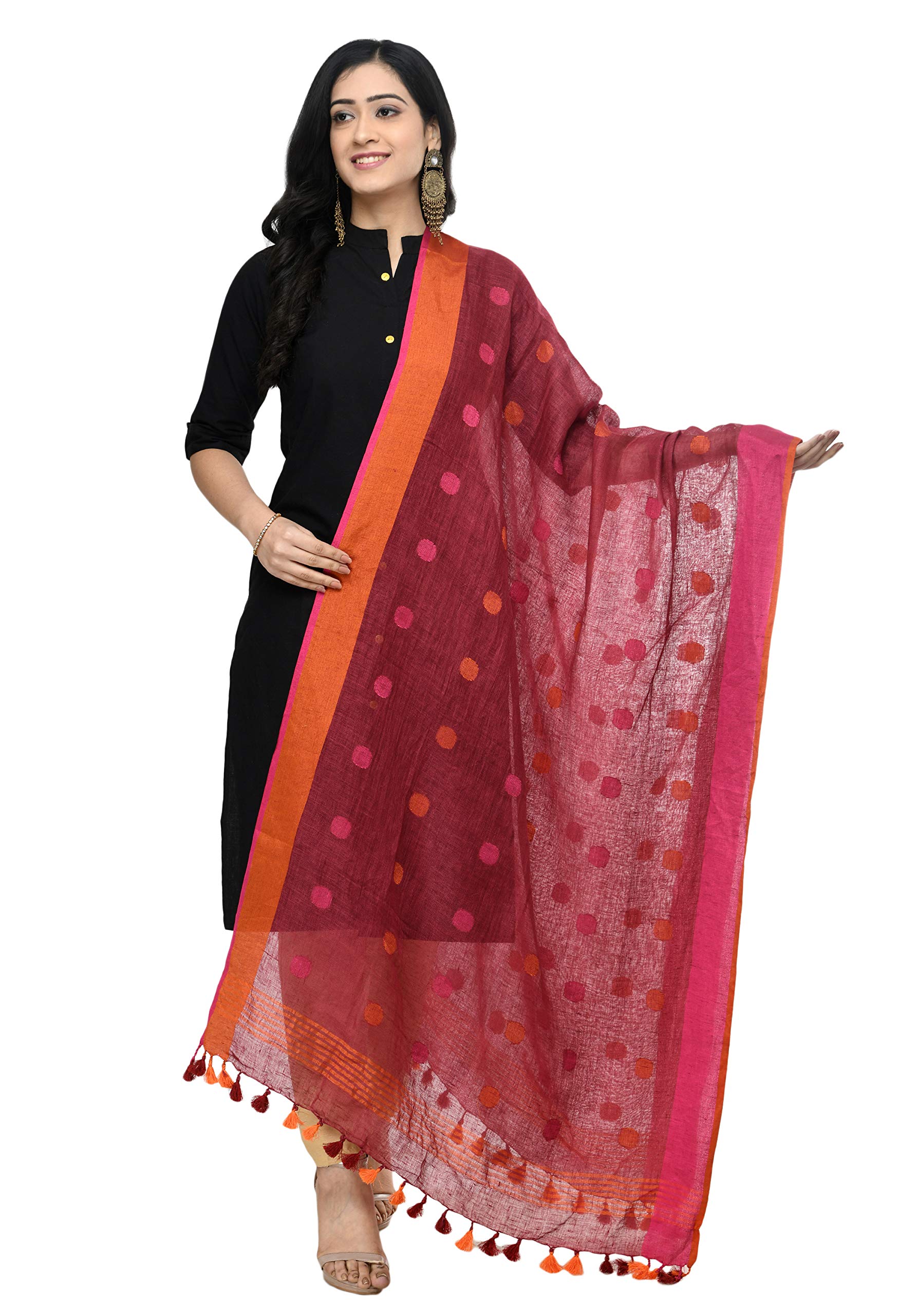 a r silk Women's Maroon Linen Fancy Dupatta-picture-34
