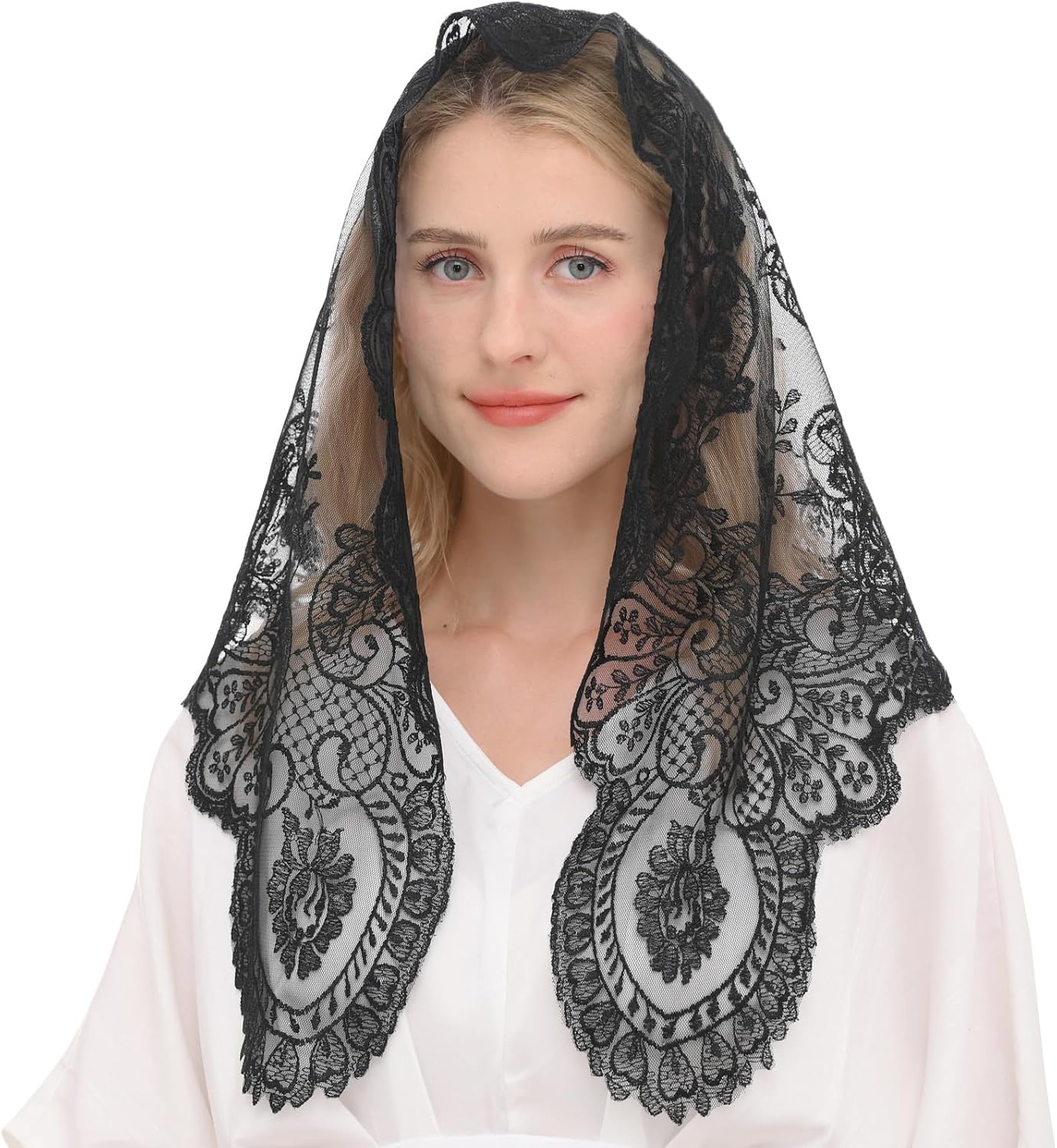 Triangular Mantilla Lace Head Covering Mass Catholic Church Veils