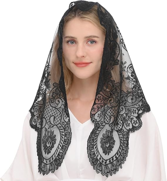 Triangular Mantilla Lace Head Covering Mass Catholic Church Veils