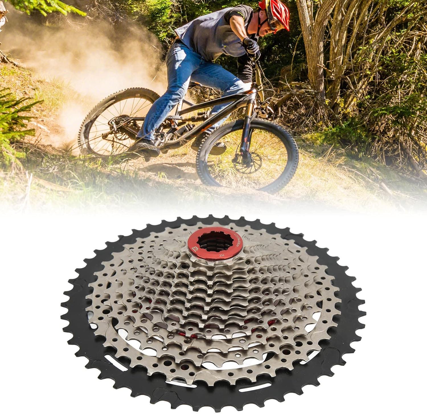 Mountain Bike Flywheel 13 Speed 50T Variable Speed Cassette Freewheel Premium Chromium Molybdenum Steel High Strength Smooth Rotation for Road Bike Mountain Bike