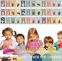 Vista 7 de 36 piezas de juego de tablero de anuncios de línea alfabética ASL, tarjetas flash de lenguaje de señas ABC, carteles de números, decoración de pared