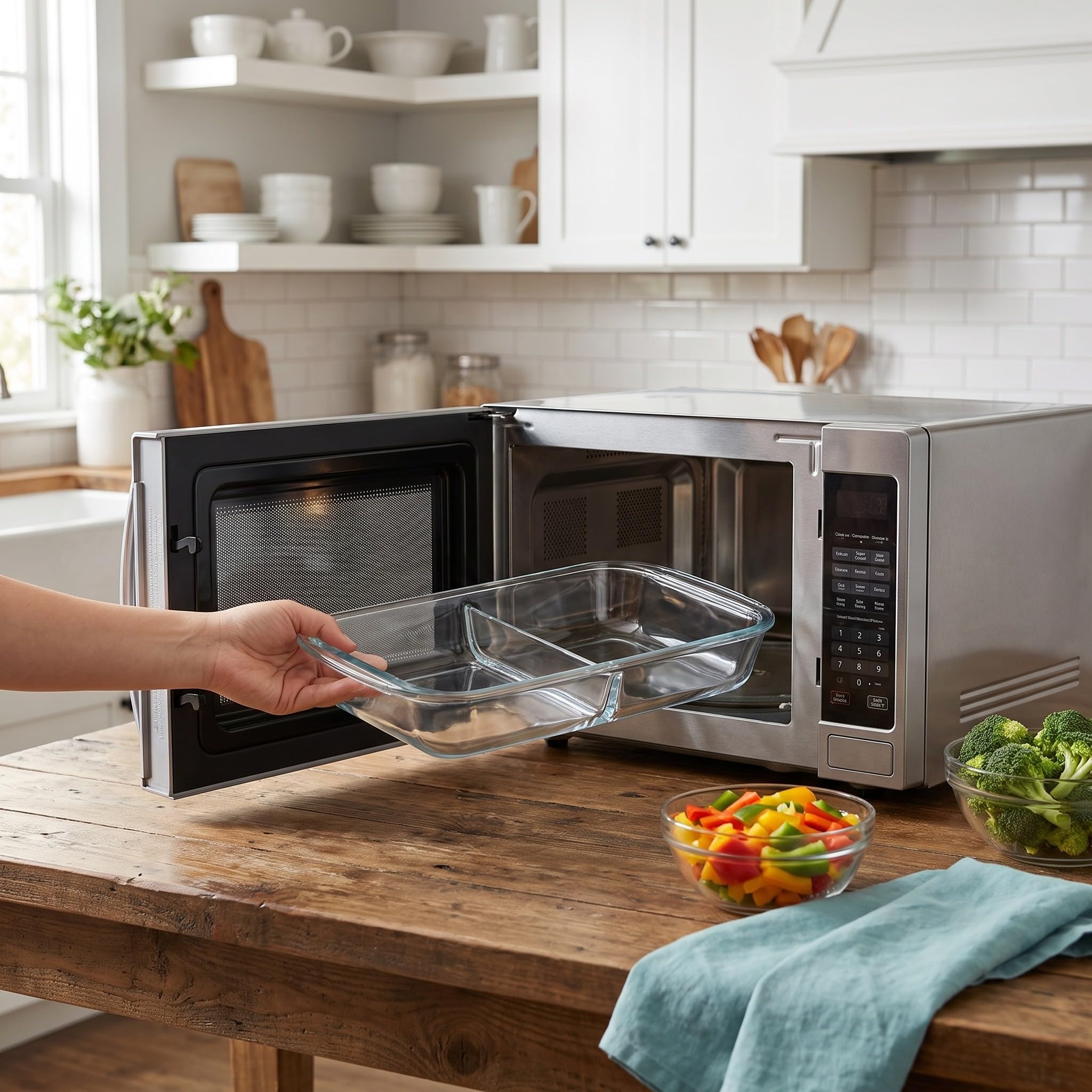 Gatuida Bandeja de vidrio apta para horno con doble cámara, rectangular de