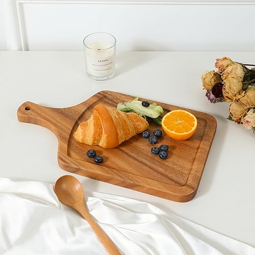 Tabla de quesos de madera prémium con mango cuadrado de 15 pulgadas, tabla de cortar de madera de nogal 100% natural, accesorio de cocina duradero y