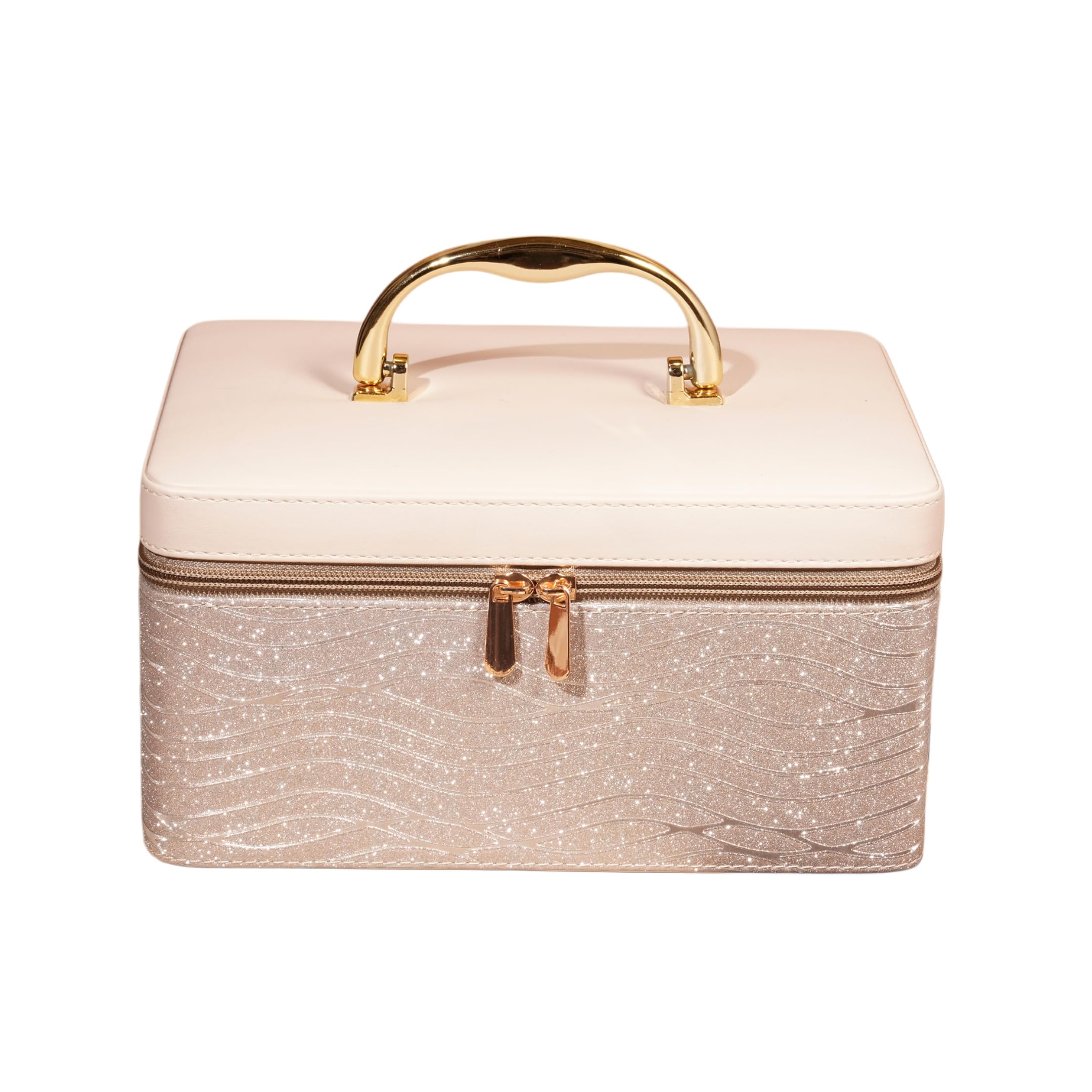 Hard Craft Large Capacity Cosmetic Bags for Womens Girls Bride Multi Functional Beauty Case Wedding Makeup Jewelery Bridal Box Leather Storage Organizer Bag for Home Travel with Mirror-image-25