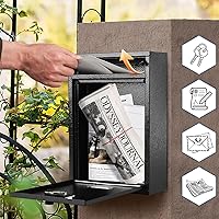 Vista 4 de KYODOLED Buzón de pared con bloqueo, buzón con cerradura de combinación para exterior, caja de seguridad para llaves de efectivo con código