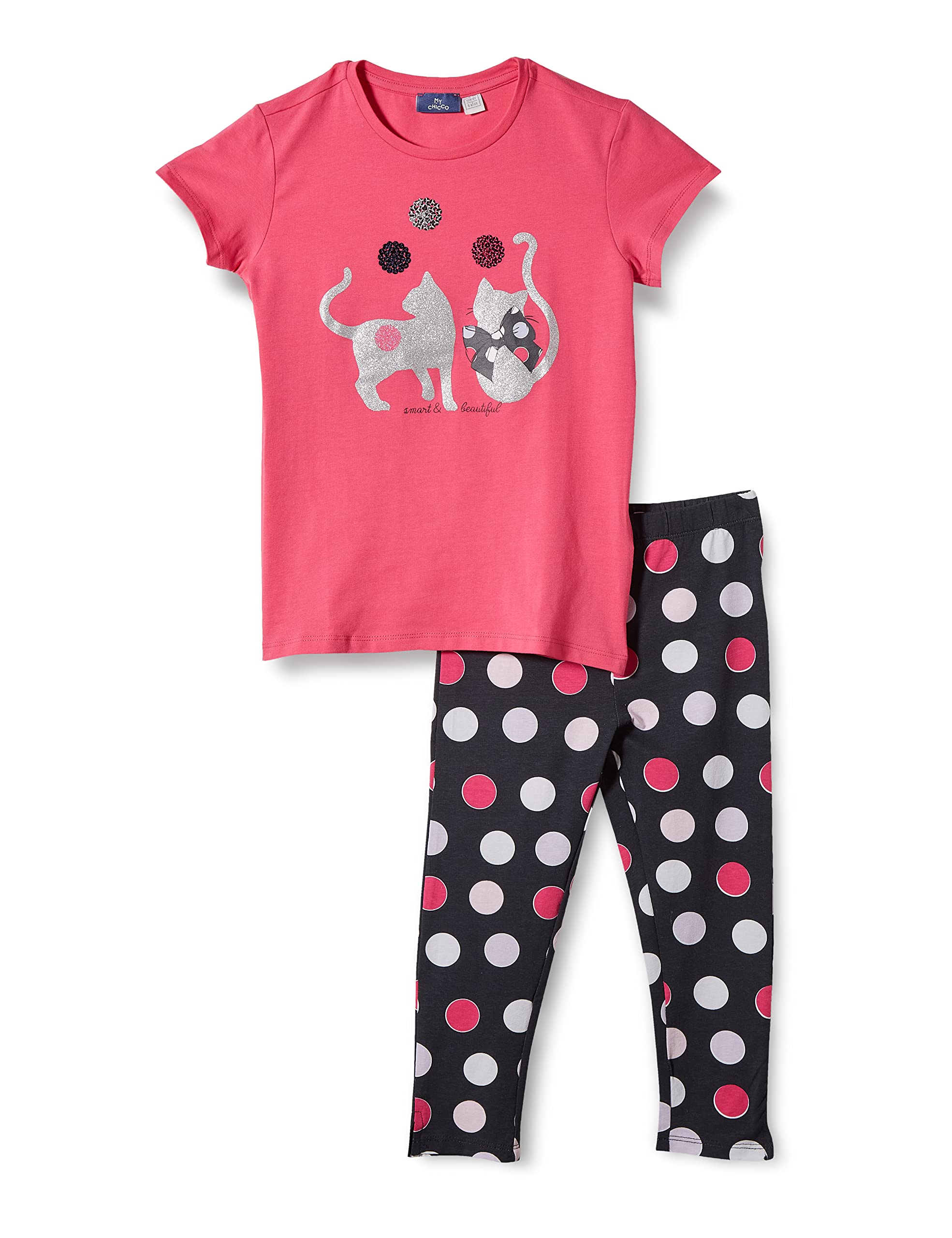 Chicco Dziewczęce Completo Per Bambina Con A Maniche Corte E Set T-shirt z krótkim rękawem i legginsy, 018, 110 cm