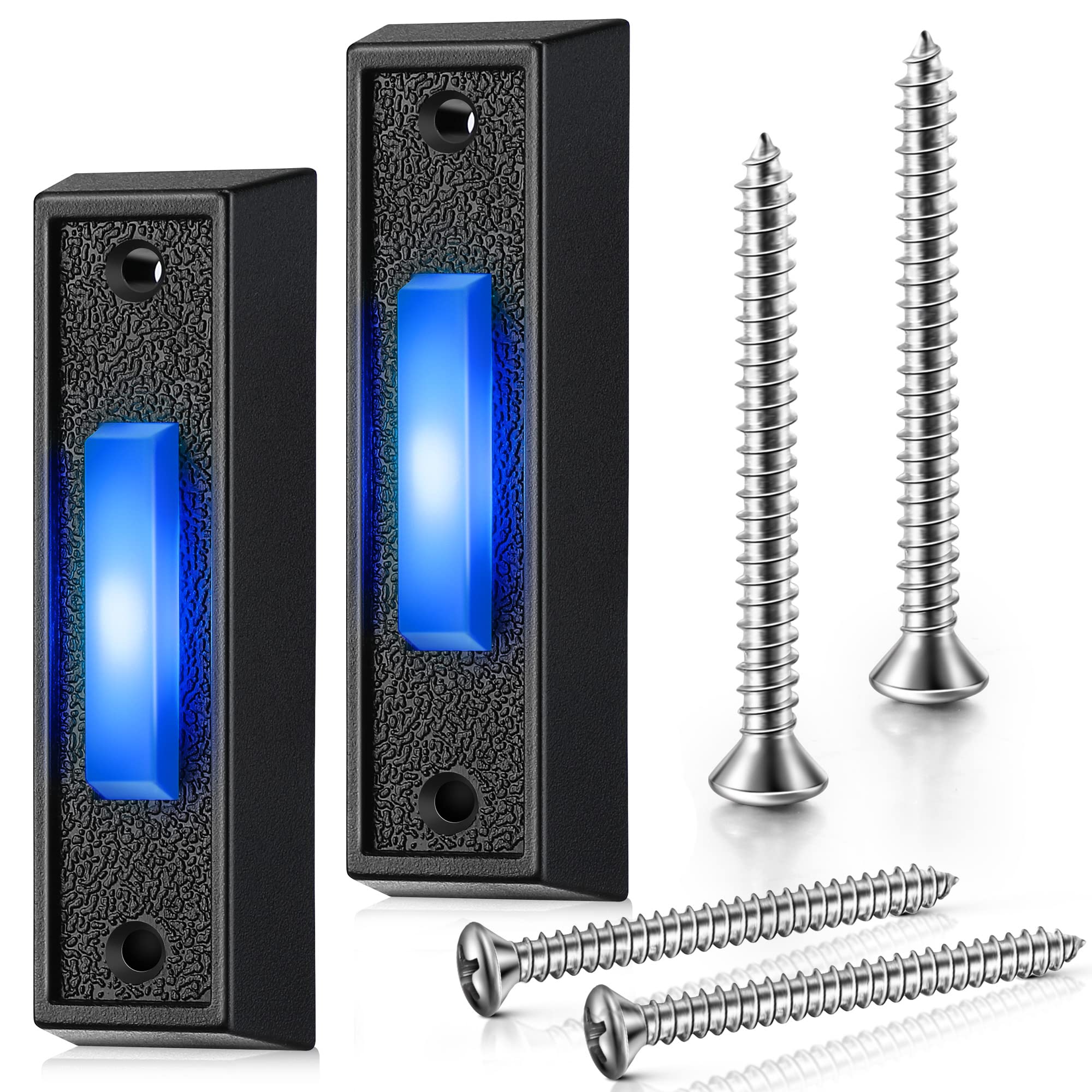 Saillong Lighted Doorbell Button, Wall Mounted Garage Door Switch with Bule LED Light Compatible with Most Wire Doorbell Chimes, Transformer, Ringers, Buzzers(Black,2 Pack)