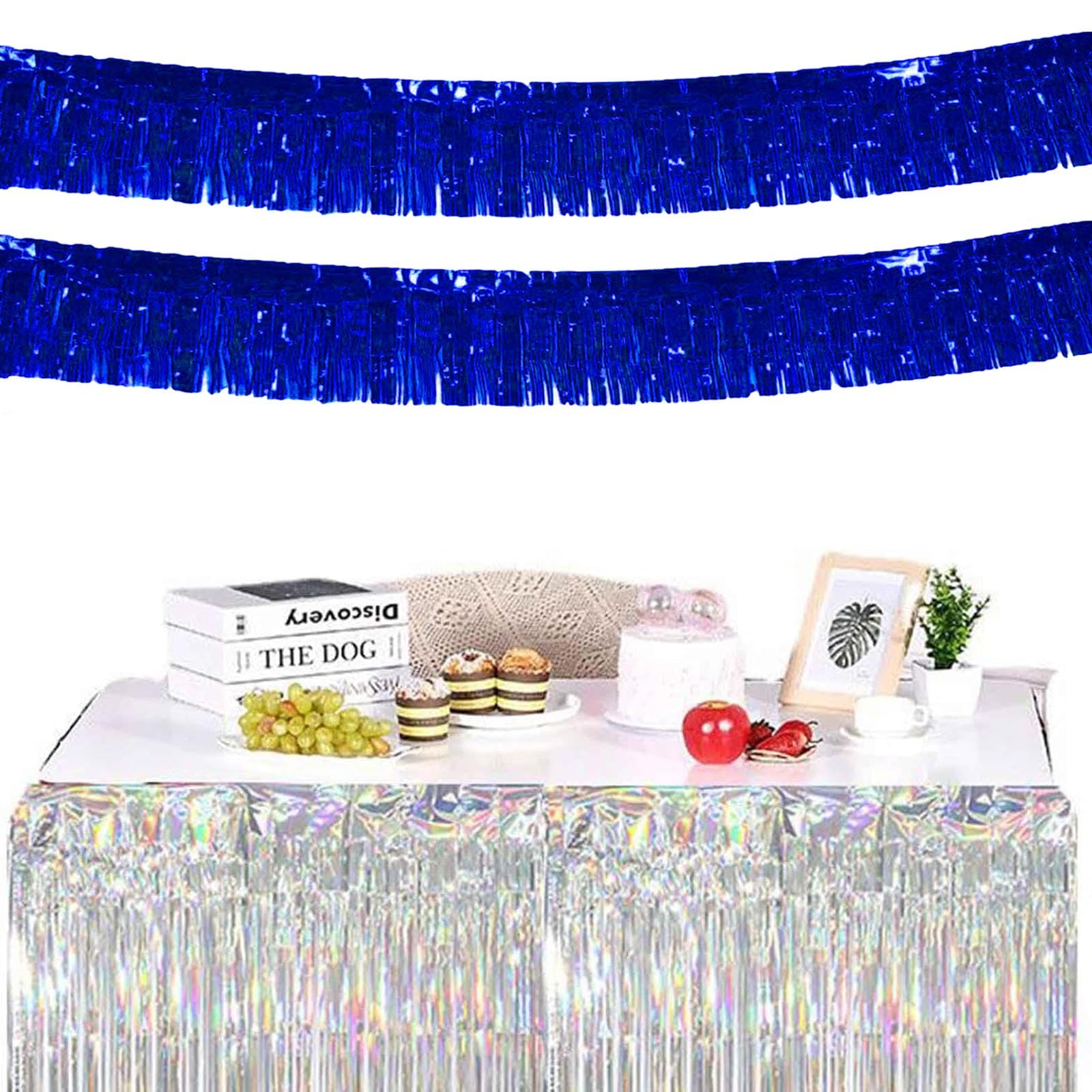 Paquete de 6 guirnaldas de flecos de papel de aluminio de 10 pies para colgar en la pared, guirnalda de flecos de papel de aluminio para flotadores de desfile, bodas, día del padre, baby shower,