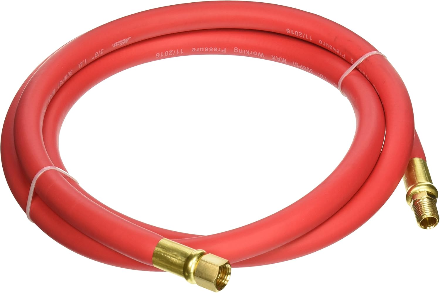 Milton 2760-50D - Steel Dual Arm Auto-Retractable Air Hose Reel, 3/8" x 50 ft. Rubber Hose , Black & 2760-6LH Air Leader Hose, 3/8" x 6 ft. Rubber Hose - 1/4" NPT Brass Ends - 300 Max PSI