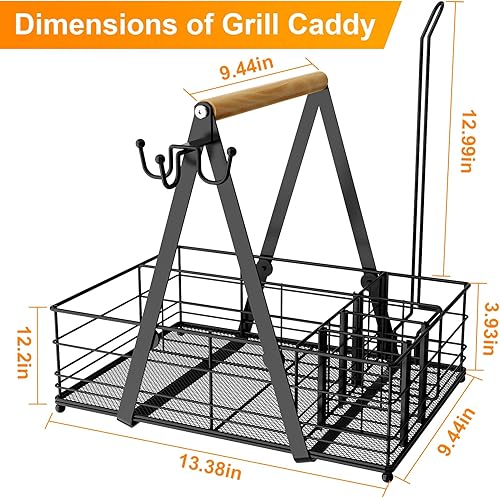 Miniatura 5 de Carrito de parrilla, organizador de barbacoa para parrilla al aire libre, organizador de campamento para cubiertos de plato, organizador de