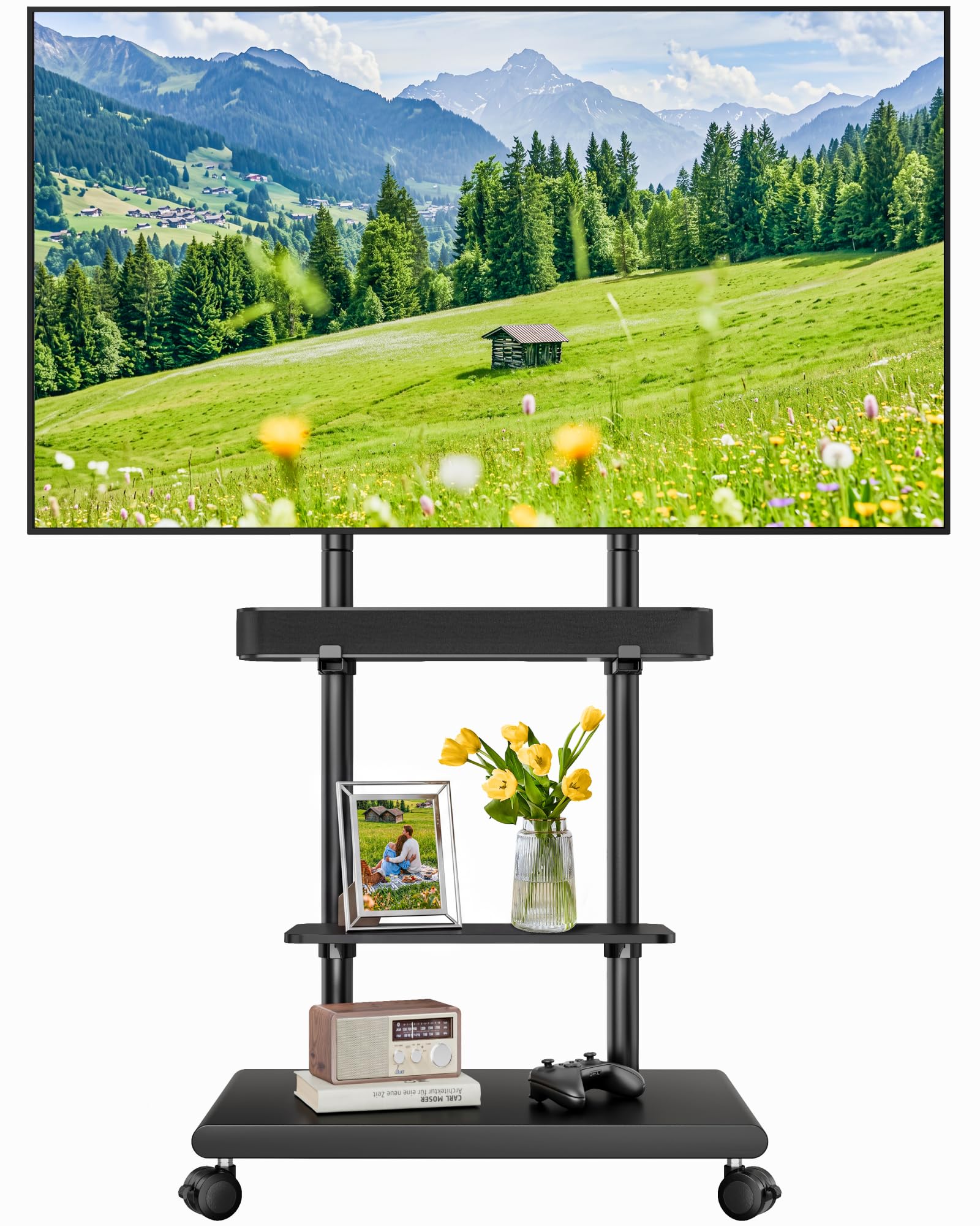 Photo 1 of ECOTINY Rolling TV Stand with Soundbar Mount for 37-75inch TVs up to 154lbs