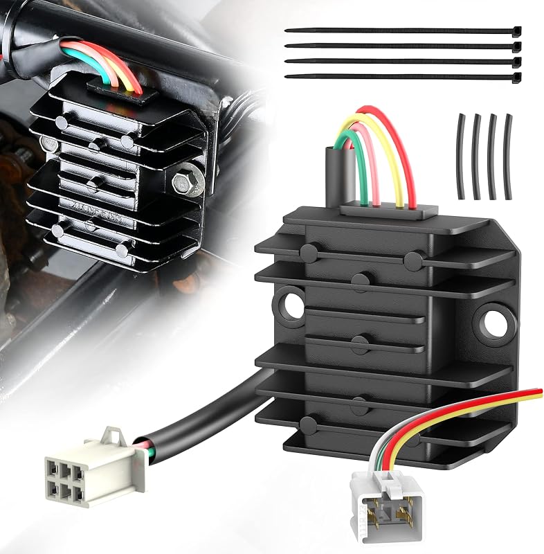4 Wire full wave Universal Voltage Regulator Rectifier, AC to DC, 12v | Voltage, Rplacement for Boat Motor, Motorcycle, GY6 50 150cc Scooter, Moped, Go Kart, TAOTAO, ATV Rectifier