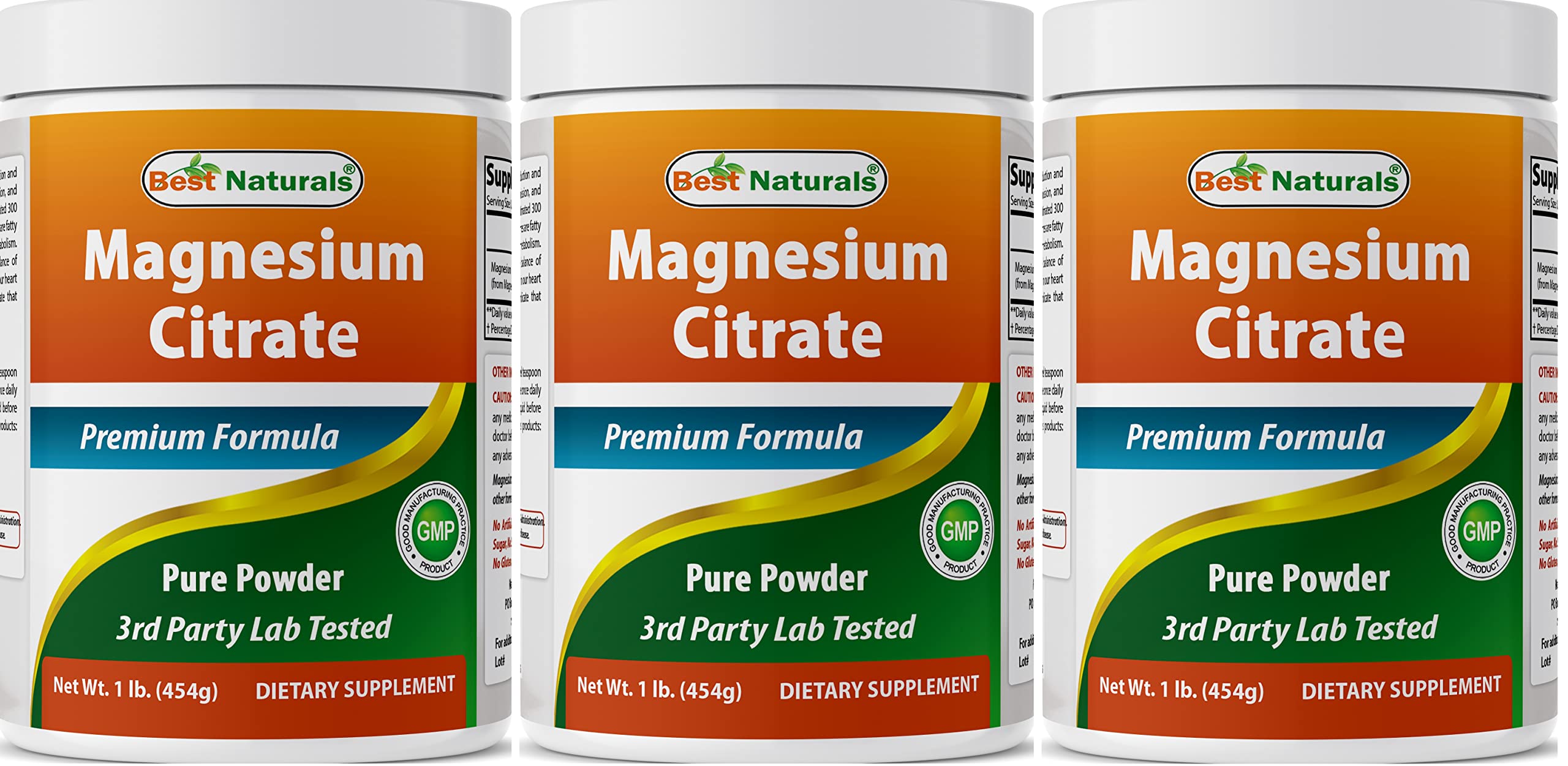 Best Naturals Magnesium Glycinate Powder - 1 Pound (1 LB (Pack of 3)) Unflavored 16 Ounce (Pack of 3)