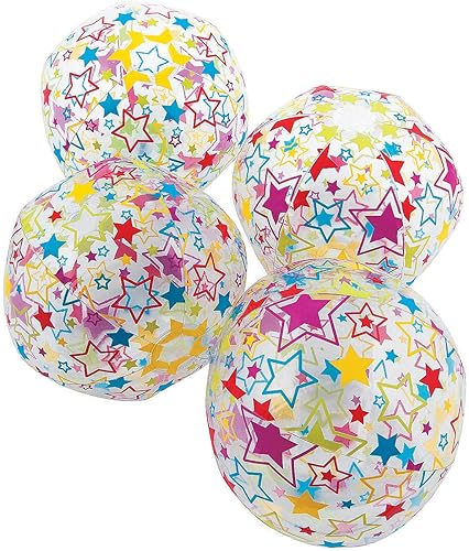 Fun Express Pelota de playa con estampado de estrellas de neón - Juguetes - 12 piezas