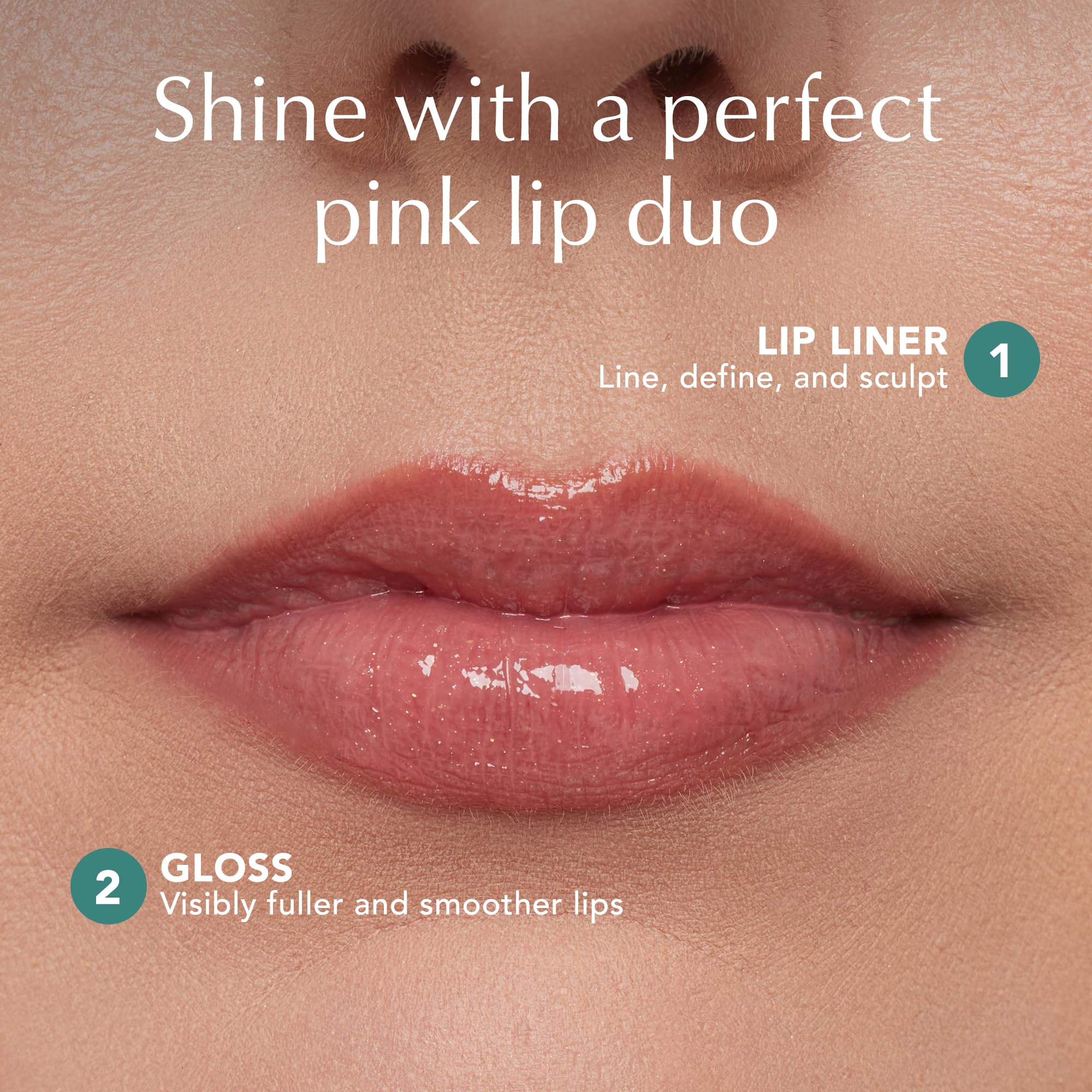 Thrive Causemetics Lip Gloss & Liner Bundle with Makeup Bag, Jo Pink Mauve