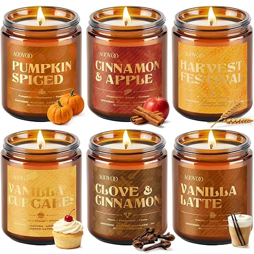 AOOVOO Fall Candles Set - 6 Pack Autumn Candle Gift