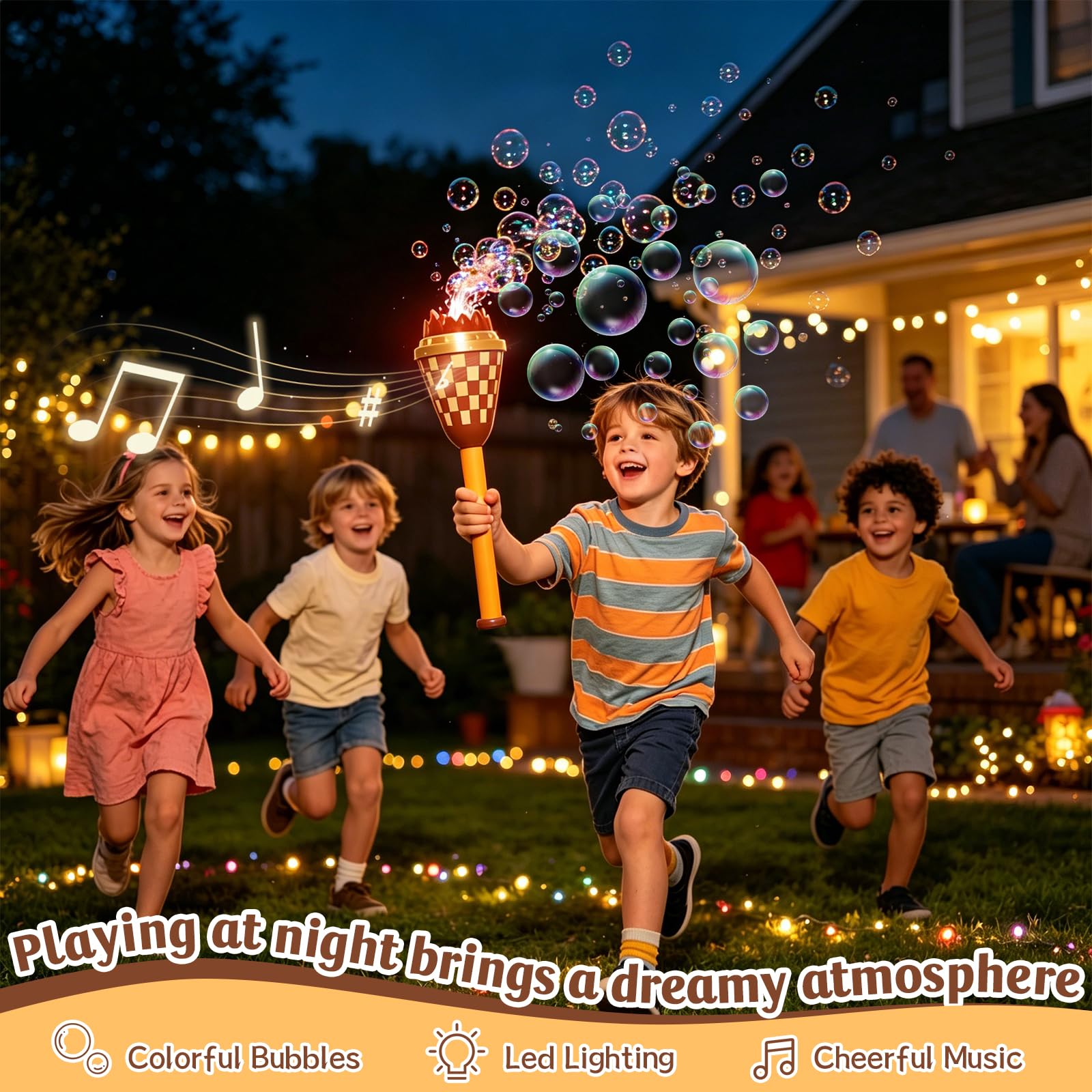 HTU Bubble Torch with Light and Music, Adjustable Height Light Up Lantern Bubbles Machine for Weddings Party - Image 5