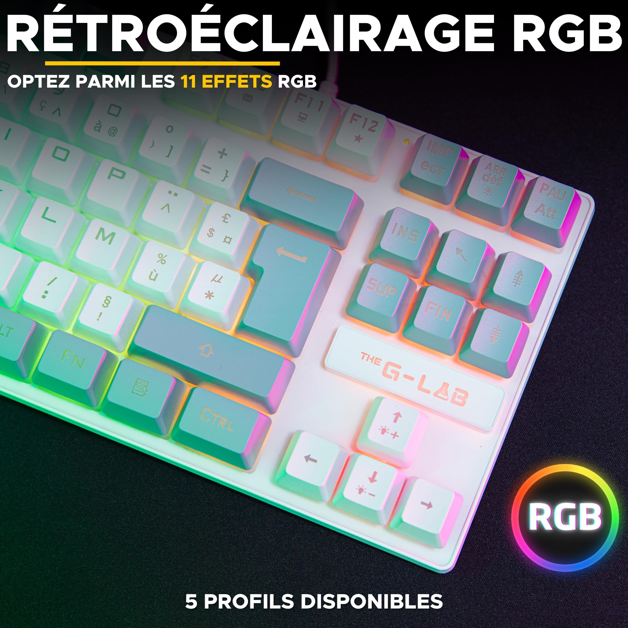 The G-Lab Keyz Caesium TKL - Clavier Gamer 87 Touches 15 Macros AZERTY FR