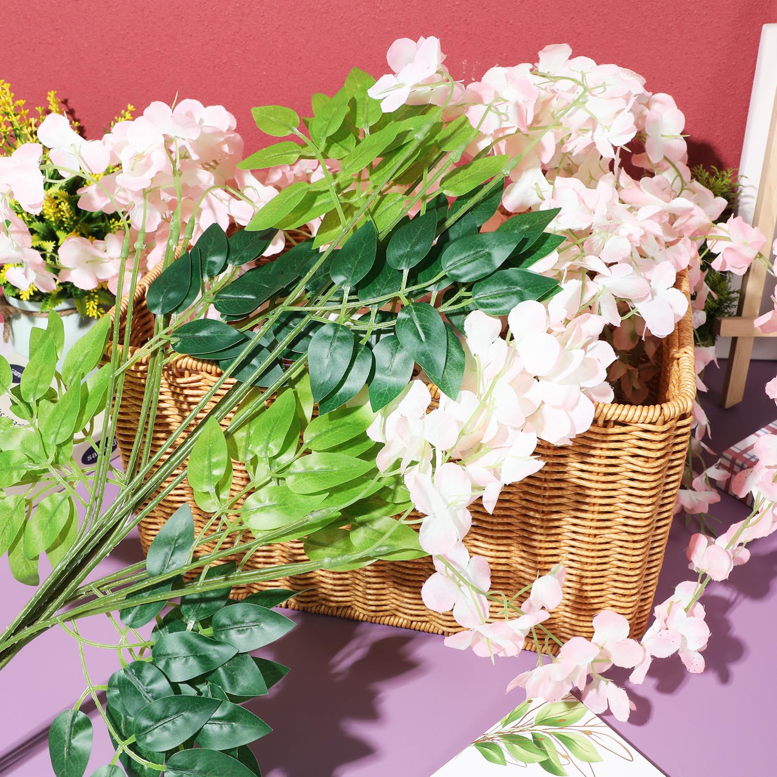 Alipis Künstliche Glyzinien Hängeblumen 18stücke aus Kunststoff Realistisches Aussehen für Hochzeits und Wanddekoration