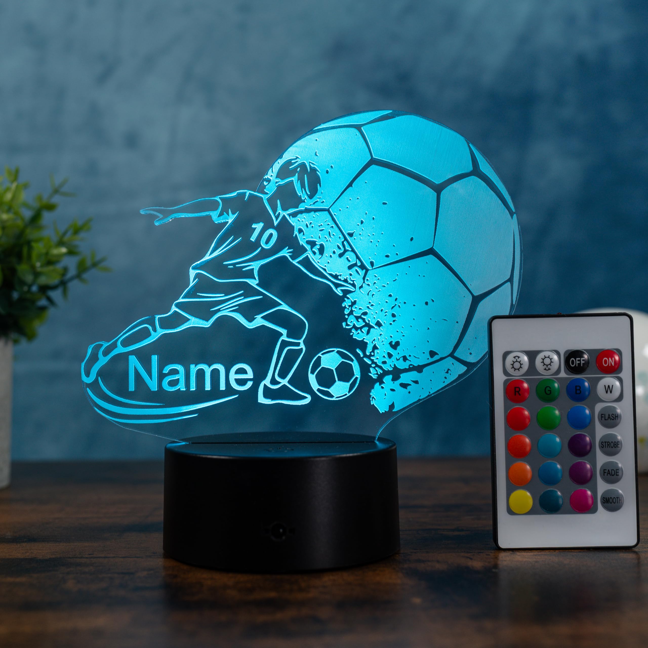 Personalisierte Fußball Lampe – LED Nachtlicht mit Wunschname dimmbar & Touch-Steuerung Geschenkidee für Kinder, Jungs & Fußballer Kinderzimmer Fußballer Deko, Leselicht & originelles Fußballgeschenk