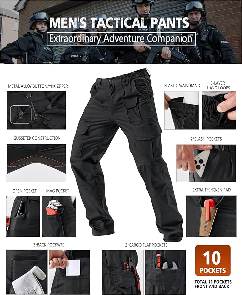 IGOLUMON Arbeitshosen Männer Stretch Cargohose Herren mit Halb-elastischer Bund Taktische Hose Outdoorhose mit Vielen Taschen - 3
