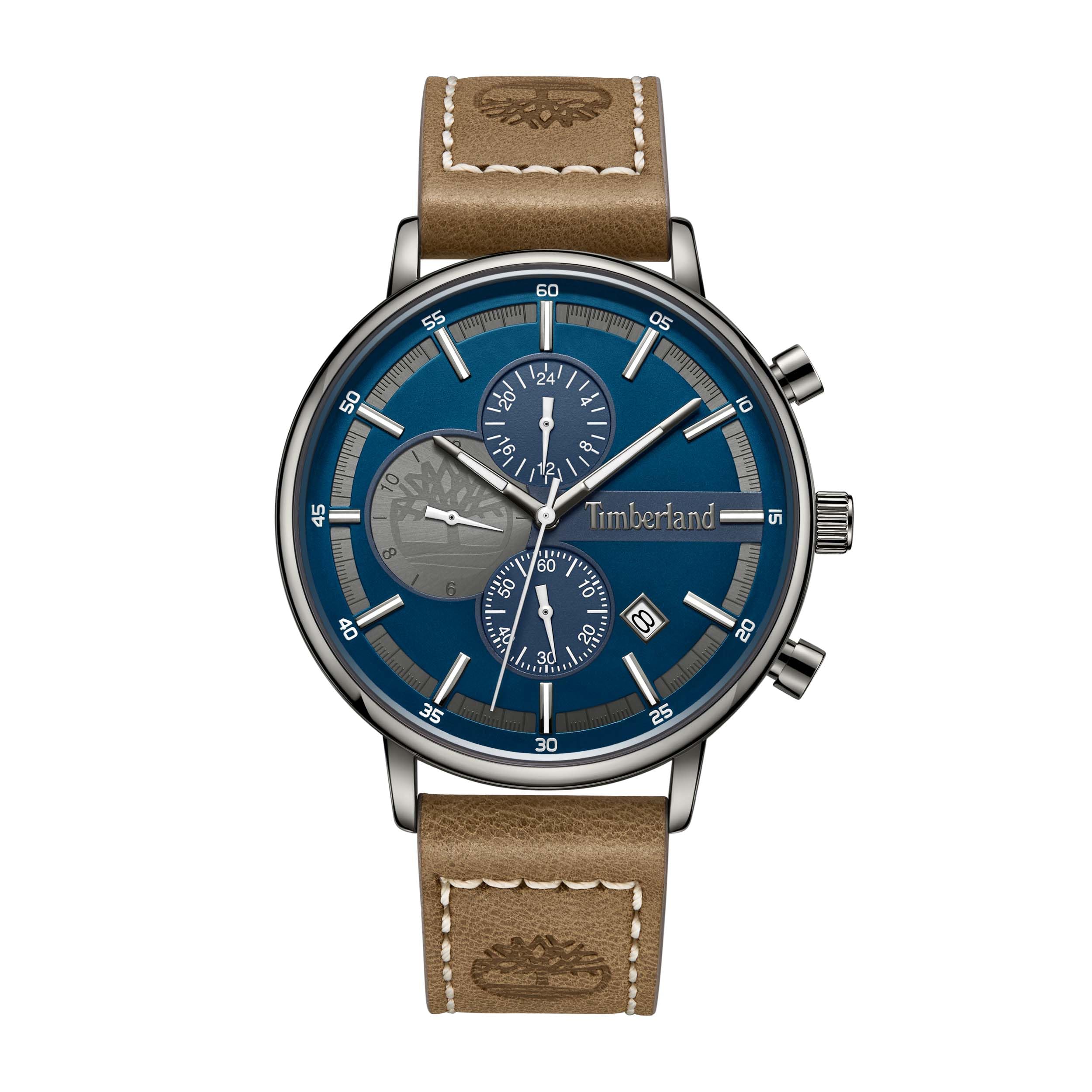 Timberland TDWGF2182901 Quartz Analog Watch with brown leather strap and charcoal dial